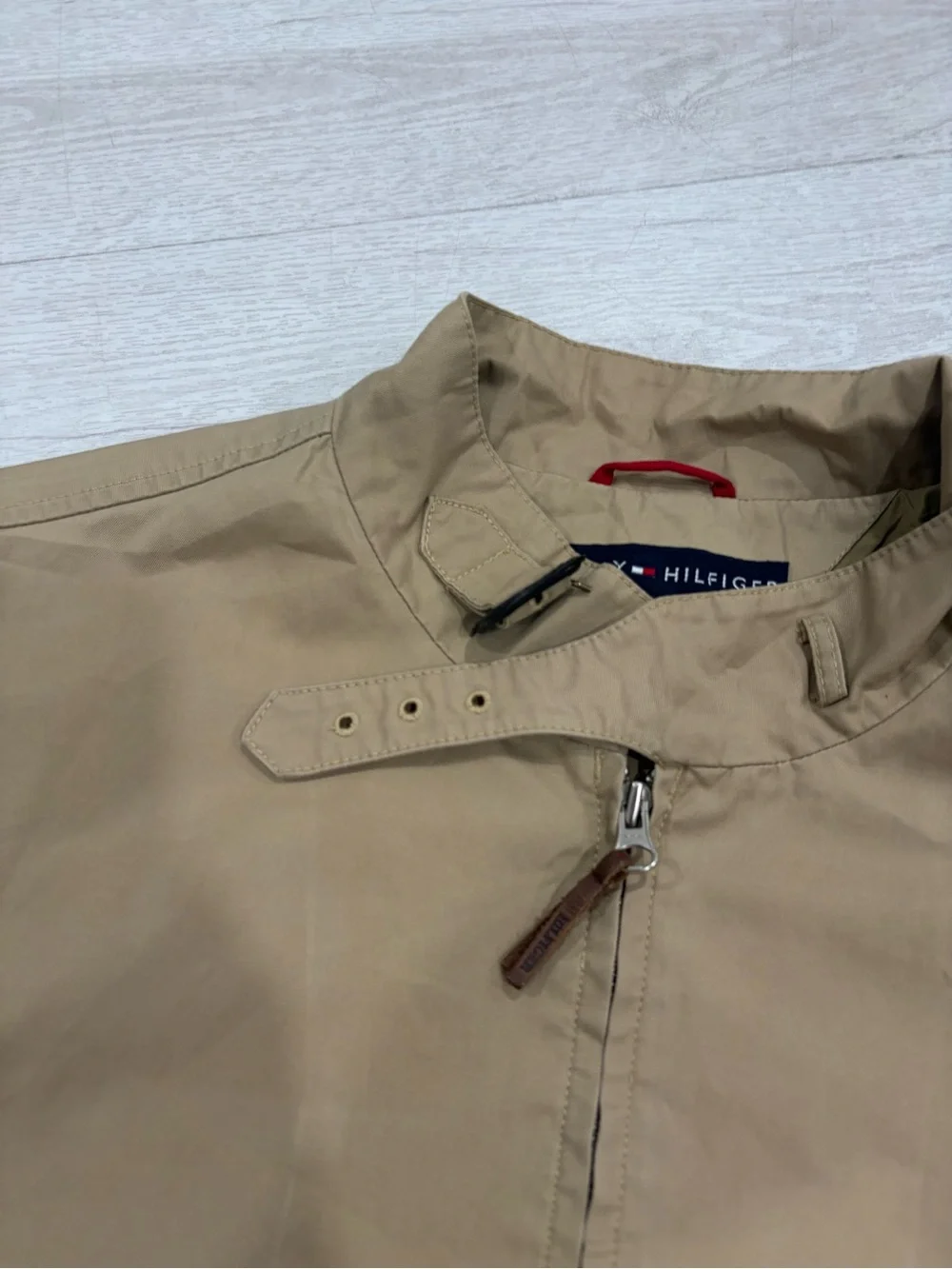 Tommy Hilfiger Vintage Men’s Tan Khaki Motorcycle Full Zip Up Jacket Size L